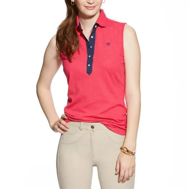 Ariat Paige Sleeveless Polo - Pink Clash Spot Dot
